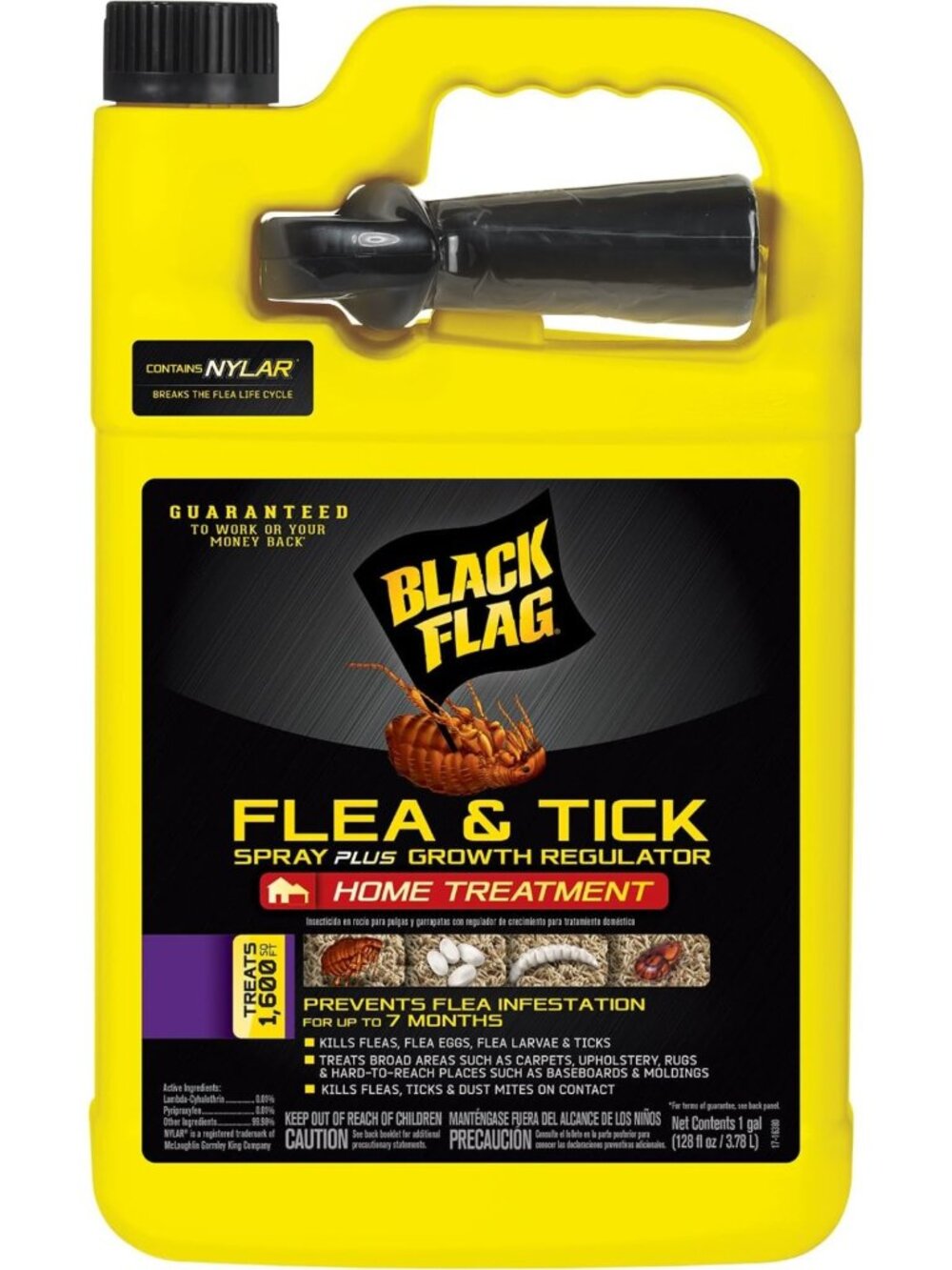 Effective Flea & Tick Killer Spray for Home, Ready-to-Use, 1-Gallon, 4-Pack